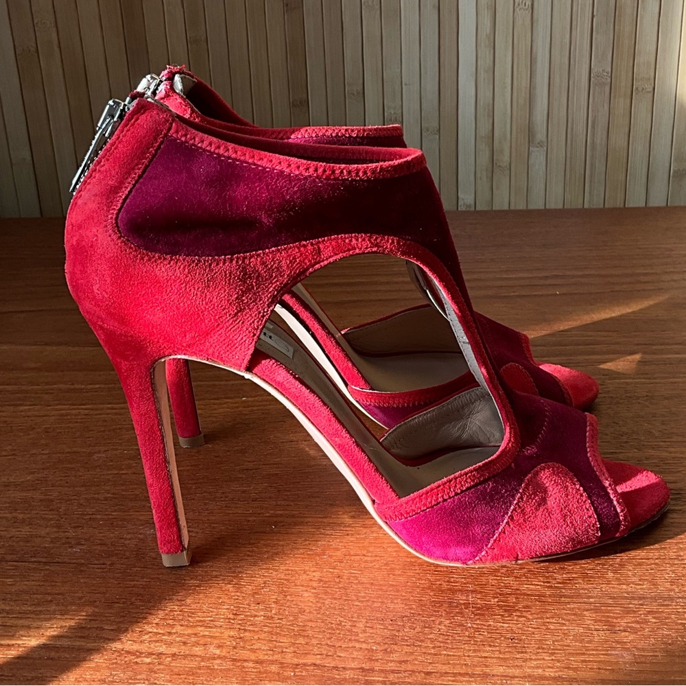 L.K BENNETT Red Peep-Toe Heels